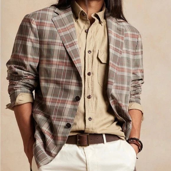 BANANA REPUBLIC EMMETEX Madras Shabby Chic Jacket 38R Tailored Slim Fit Blazer - Picture 1 of 16
